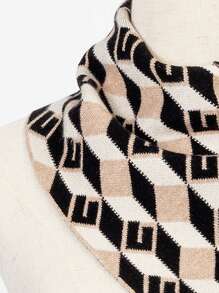 1件女士假領方形設計三角圍巾頸部保暖韓式時尚圍巾,適用於秋冬季節 - 駝色 - 查看 7