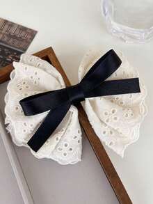 1pc Women's Hollow Out Lace Bow Hair Clip - Beige - View 2