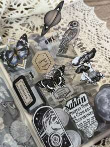 20入組復古月亮、星球、動物、花朵、蝴蝶寵物貼紙,適用於diy相簿製作、日記裝飾 - 彩色 - 查看 5