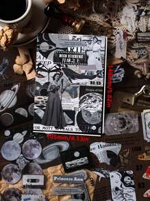 20入組復古月亮、星球、動物、花朵、蝴蝶寵物貼紙,適用於diy相簿製作、日記裝飾 - 彩色 - 查看 2