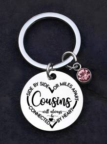 2023年新款不銹鋼兄弟之愛圓形掛飾鑰匙扣,理想的表弟/表姊禮物、節日禮物、紀念禮物,1入組 - 彩色 - 查看 2