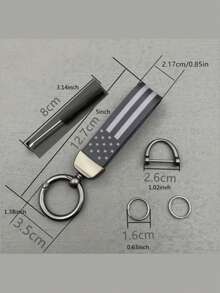 1入組黑色pu皮革美國國旗鑰匙扣,適用於車輛和家居裝飾,日常使用贈品 - 黑色 - 查看 4