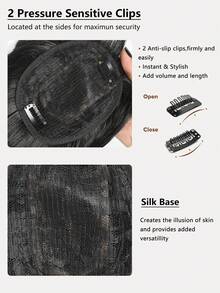 20英吋黑色直髮頭帶頭頂假髮配瀏海,自然替換覆蓋頭髮,女性適用防高溫假髮 - 黑色 - 查看 6