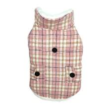 1pc Padded Pet Plaid Jacket With Adjustable Hook And Loop Design On Chest And Waist, Suitable For Various Cat And Dog Body Types, Autumn/Winter - Pink - View 4