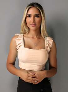Women Tank Tops & Camis - 米色 - 查看 3