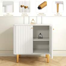 Accent Cabinet With Doors, Sideboard Buffet Cabinet With Fluted Textured, Modern Credenza Storage Cabinet For Living Room, Entryway, Kitchen, Dining Room - White - View 5