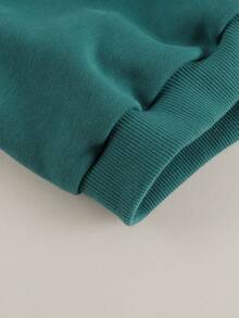 适合秋季的年轻女孩时尚可爱蝴蝶结和花卉蕾丝装饰立领宽松运动衫 - 綠色 - 查看 5