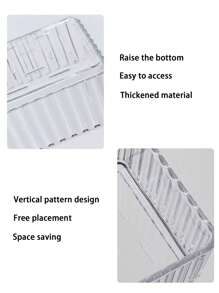 1pc Transparent Desktop Cosmetic Storage Box With Wavy Pattern Design And Drawers, Suitable For Home Use,Room,Home,Bedroom,Bathroom,House,Pink Room,Living Room Decor,Travel Stuff,Gift Bag,Gifts For Mom,Dad,Men,Friends,Teacher,Birthday,Wedding,Desk,Shelves,Accessories,Gift Boxes,Funny Gift,Storage ,Jewellery Box,Pouch,Makeup Brush Holder,Brush Holder,Perfume Organiser,Pouch Bag