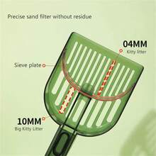 1pc Dual-function Cat Litter Scoop, Quick Sifting Tool With Separated Blades For All Kinds Of Cat Litter Box - White - View 2