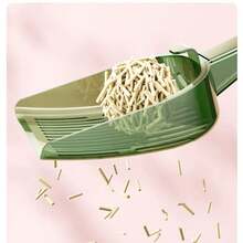 1pc Dual-function Cat Litter Scoop, Quick Sifting Tool With Separated Blades For All Kinds Of Cat Litter Box - White - View 3