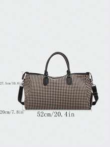 Fashionable And Popular Large-Capacity Travel Bag, Lightweight, Casual, Simple And Stylish, Contrasting Houndstooth Shoulder Messenger Bag, Sports Fitness Bag, Overnight Carry-On Hospital Handbag, Suitable For Short-Distance Business Trips, Vacations, Outdoor Skiing Sports Accessories. Bag For School School Accessories School Stuff