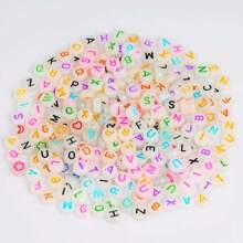100入組可愛發光丙烯酸圓形字母標誌珠子,適用於手鍊、項鍊、耳環、鑰匙扣裝飾派對禮品配件 - 100顆符號夜光 - 查看 5