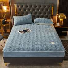 1條柔軟舒適的奶絨床單,耐用透氣的聚酯纖維床墊套,適用於臥室、客房、全季節,可機洗 - 彩色 - 查看 1