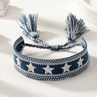 1 pieza Pulsera de la con bordado de estrella de estilo bohemio