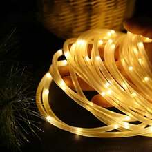 Solar Rope Lights Outdoor Waterproof LED Solar Tube Lights 66FT 200LED Multicolor Rope Lights Solar Powered Tube Fairy String Lights for Pool Tree Garden Yard Fence Deck Party Walkway Path - Yellow - View 8