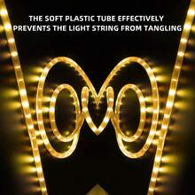 Solar Rope Lights Outdoor Waterproof LED Solar Tube Lights 66FT 200LED Multicolor Rope Lights Solar Powered Tube Fairy String Lights for Pool Tree Garden Yard Fence Deck Party Walkway Path - Yellow - View 5