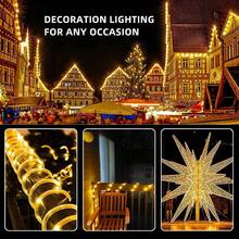 Solar Rope Lights Outdoor Waterproof LED Solar Tube Lights 66FT 200LED Multicolor Rope Lights Solar Powered Tube Fairy String Lights for Pool Tree Garden Yard Fence Deck Party Walkway Path - Yellow - View 3