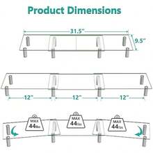 Dual Monitor Stand, Computer Monitor Stand Adjustable Length and Angle Dual Monitor Riser, Desktop Organizer, Monitor Stand Riser for PC, Computer, Laptop (GTT007), Clear - White - View 4