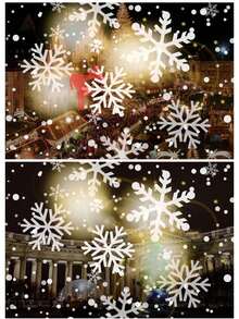 Proyector de Copos De Nieve Navidad Navideños Lampara Proyección Led Patrón de Nieve Luces Decorativas Iluminación Navideña Pared Para Interior Exterior Fiestas Con Soporte - Negro - Ver 8