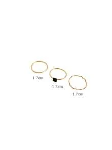 3pcs/set Ladies' Simple Wave Pattern Rings, Fashion Accessories - Multicolor - View 4