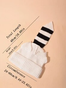 女士冬季針織帽,可愛的尾巴設計,保暖且多用途的針織帽,適用於戶外活動 - 白色 - 查看 6