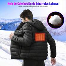 Chamarra con Calefacción de placa Termica alimentada por USB, para el frio y montañismo - Negro - Ver 4