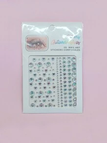 1 Pieza De Etiqueta Engomada De La Joya De La Cara De La Resina De Ombre Verde Del Diamante De Imitación Perfecta Para Fiestas Y Reuniones - Multicolor - Ver 6