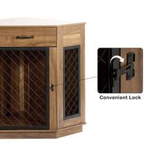 DlandHome Dog Crate Furniture With Drawer, Corner Kennel With Mesh Door, Wooden Dog House For Small/Medium Dog - wood - View 5