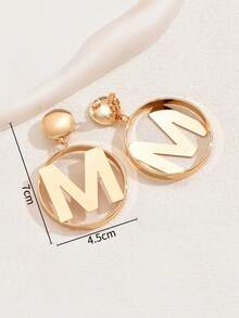 Một đôi Của Đơn giản Cá nhân hóa Chữ cái kim loại Kẹp tai Đối với phụ nữ Trở lại Trường Mùa Lễ tạ ơn Giáng sinh Qủa tặng Đồ trang sức Buổi tiệc Buổi tiệc Hoa tai Hoa tai - Vàng - Xem 6