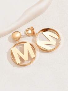 Một đôi Của Đơn giản Cá nhân hóa Chữ cái kim loại Kẹp tai Đối với phụ nữ Trở lại Trường Mùa Lễ tạ ơn Giáng sinh Qủa tặng Đồ trang sức Buổi tiệc Buổi tiệc Hoa tai Hoa tai - Vàng - Xem 4