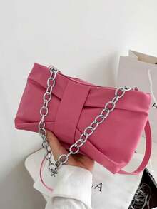 Goth Gothic Fashionable Solid Color Shoulder Bag/handbag With Metal Chain Strap For Women - Dusty Pink - View 5