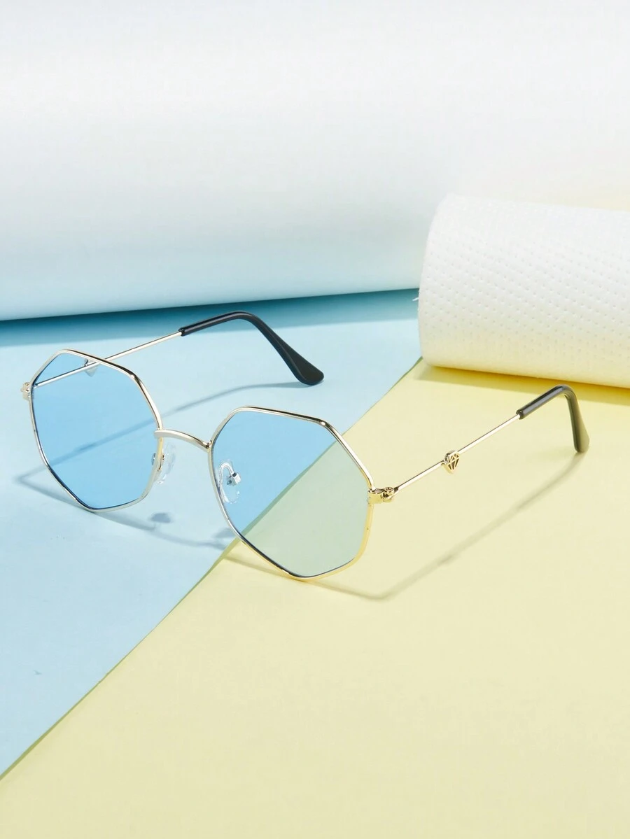 1 件儿童新款金属时尚眼镜，防晒护眼和装饰，适合幼儿男孩和女孩在旅行时佩戴