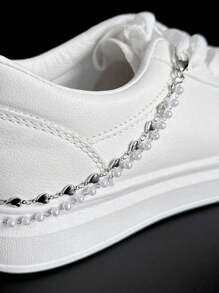1pc Minimalist Versatile Daily Chic Shoe Chain, (Star, Heart, Hollow Pentagram) Faux Pearl Rhinestone Shoe/Boot Chain, Suitable For Canvas Shoes, Casual Sneakers, Boots, Unisex Spring Summer Autumn Winter Accessory, Perfect Gift
