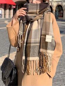 女士冬季加厚格子圍巾百搭保暖適合學生情侶