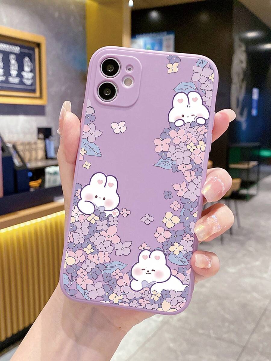 1 Miếng Tím Con thỏ Mô hình Thẳng Cạnh Ốp lưng & bao da điện thoại Tương thích với - Màu tím hoa cà - Xem 1