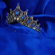 1頂婚禮皇冠藍色時尚配件,生日禮物女士禮帽,派對慶祝頭饰