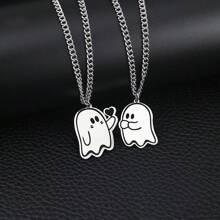 2pcs New Fashion Simple Ghost Pendant Couple Necklace, Valentine's Day Gift For Women