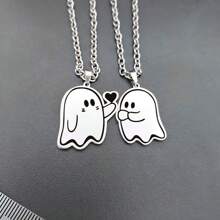 2pcs New Fashion Simple Ghost Pendant Couple Necklace, Valentine's Day Gift For Women