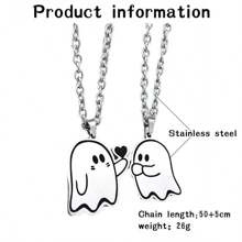 2pcs New Fashion Simple Ghost Pendant Couple Necklace, Valentine's Day Gift For Women