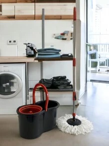 Easy Assembly Spin Mop Total Cleaning With Flexible Mop Bucket - màu đen - Xem 1
