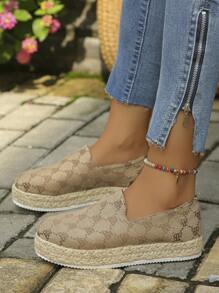 Women's Spring And Autumn Comfortable Woven Suede Flat Loafer, Fashion Leisure Style Slip-on Loafers, Thick Heel Shoes - Brown - View 3