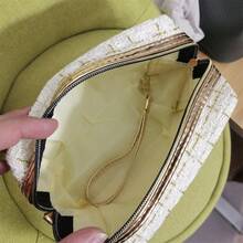Fashionable Plaid Makeup Bag - Korean Style Large Capacity Portable Toiletry Organizer Clutch For Travel - Multi-Function Cosmetic Storage Pouch Storage Makeup Organizer Makeup Case - White - View 5
