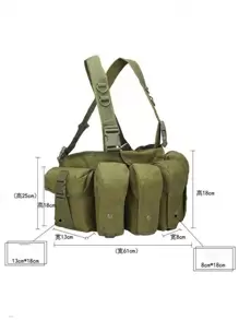 Chaleco exterior, arnés de pecho ajustable, bolsa de hombro, bolsa de chaleco de uso urbano - Negro - Ver 2