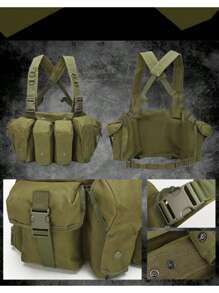 Chaleco exterior, arnés de pecho ajustable, bolsa de hombro, bolsa de chaleco de uso urbano - Negro - Ver 3