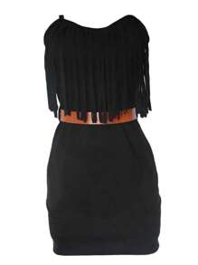 vestido Vaquero Ajustado con Tiras Delanteras Varios Colores - Negro - Ver 1