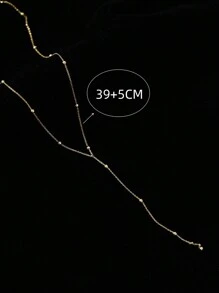 1條高級極簡串珠流蘇y型長項鍊,適用於女性日常佩戴 - 金黃色 - 查看 4