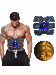腹肌緊緻器和肌肉按摩器,電子肌肉刺激按摩器,男女適用-在家鍛煉你的腹部,臀部和臀部-可充電式 - 藍色 - 查看 1