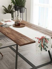 1 Miếng Giáng sinh Bowknot & Bông tuyết In Lanh Bàn Lá cờ Đối với Nhà hàng - Nhiều màu - Xem 4