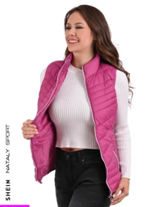 Chaleco Rojo para Mujer con Forro - Rosa - Ver 3