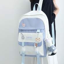 Backpack For Men And Women Kawaii Style With Color Blocks - White - View 2